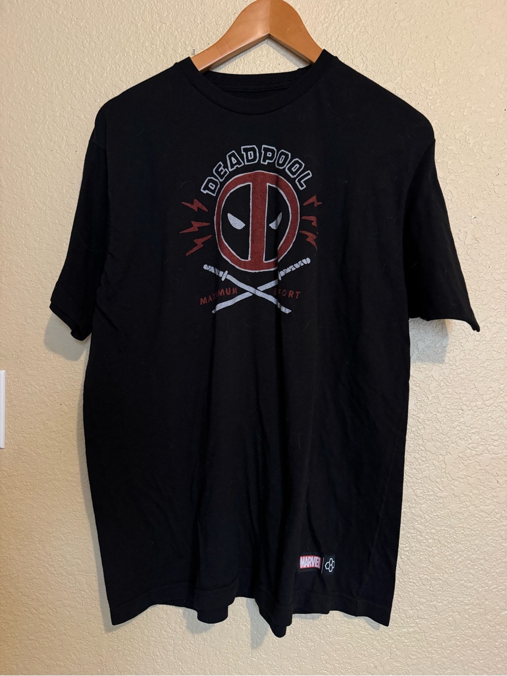 Marvel Deadpool Black Shirt Short Sleeve Sz XL Mens T-Shirt